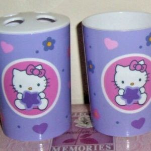 Vintage Rare Collectible Hello Kitty Toothbrush Holder & Cup